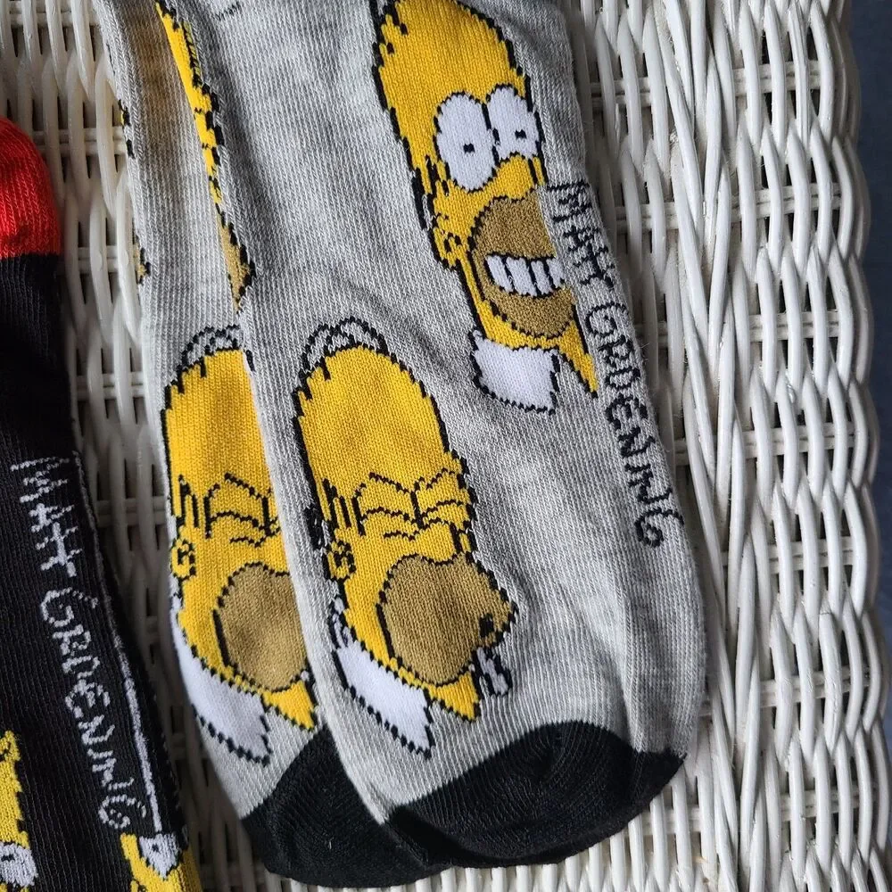 The Simpsons TV Show Bart and Homer Novelty Character Casual Crew Socks for Men
